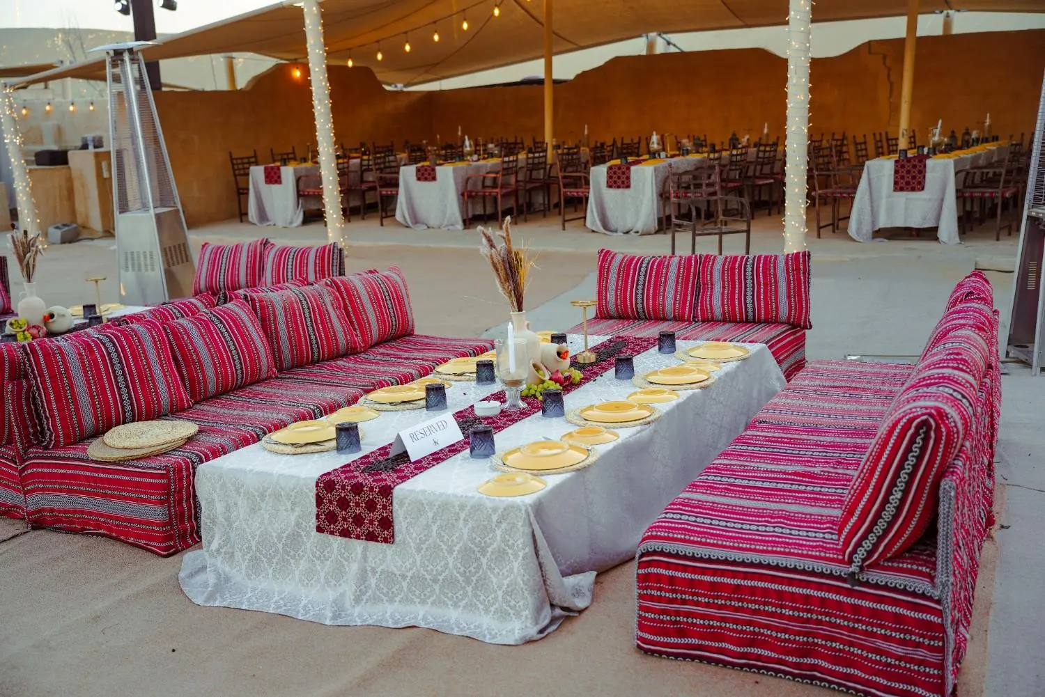 Bridal entrance staged at a desert wedding reception in Abu Dhabi