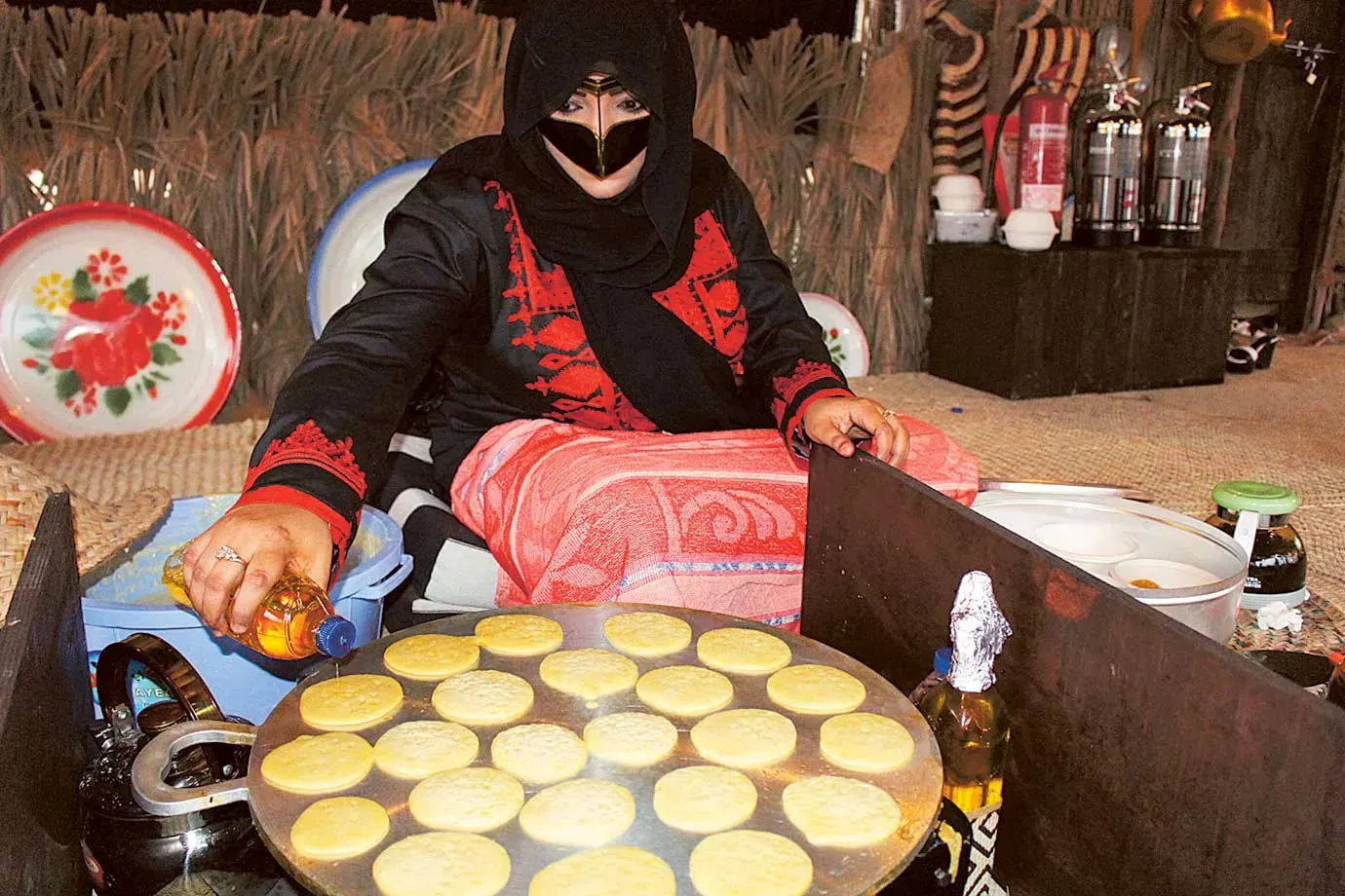 Emirati Live Stations - Chebab grilled to order by Emirati hostesses