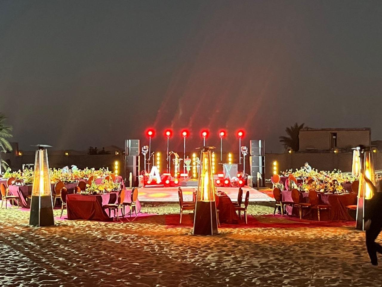 Stage and lighting at a Sparkling Sandset gala evening