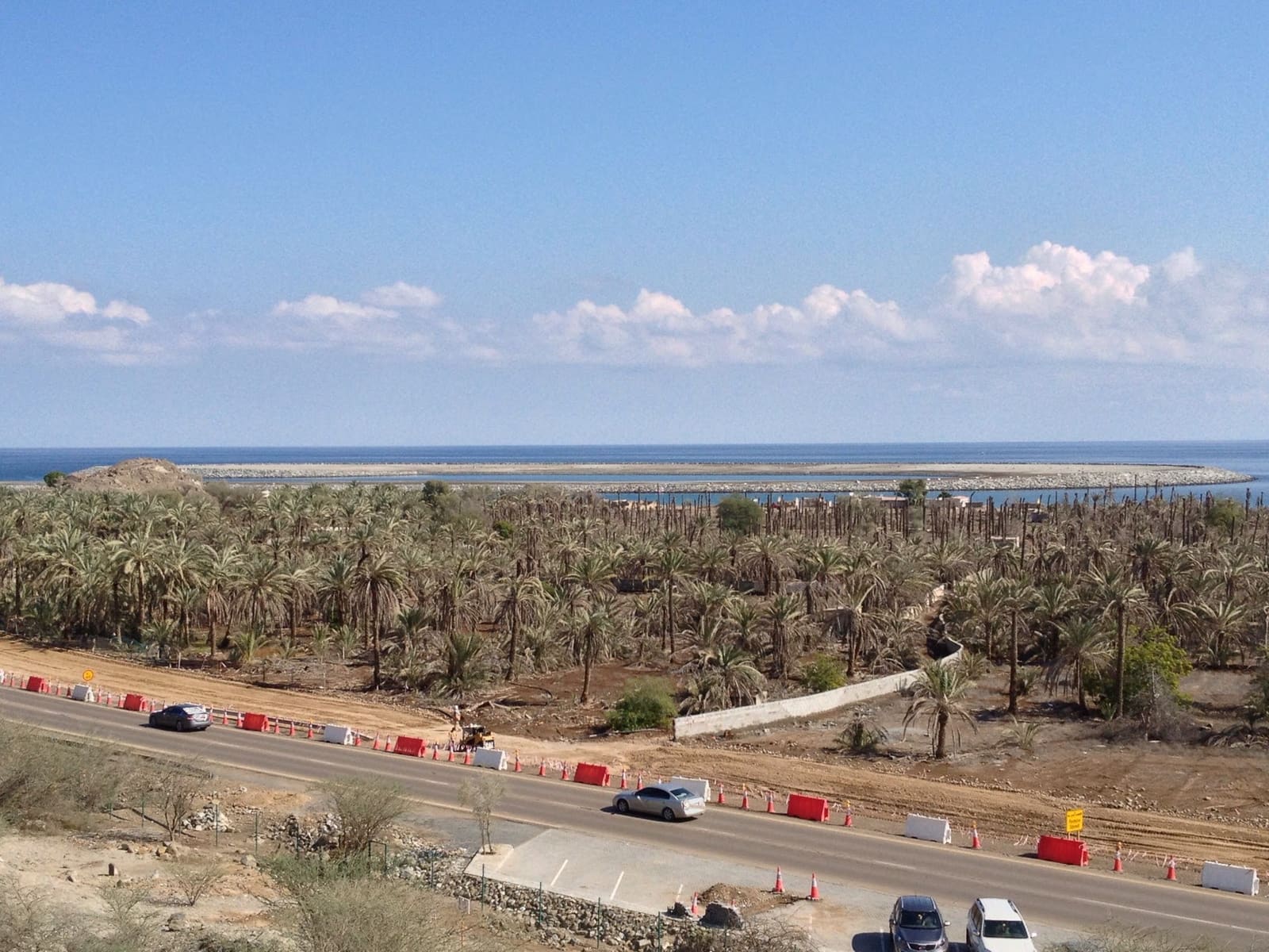 Date plantation and the Gulf of Oman along the Fujairah coast