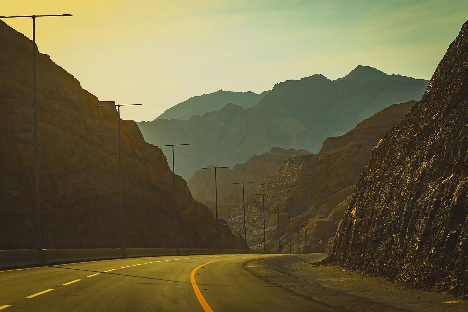 The mountain road climbing Jebel Jais, Ras Al Khaimah