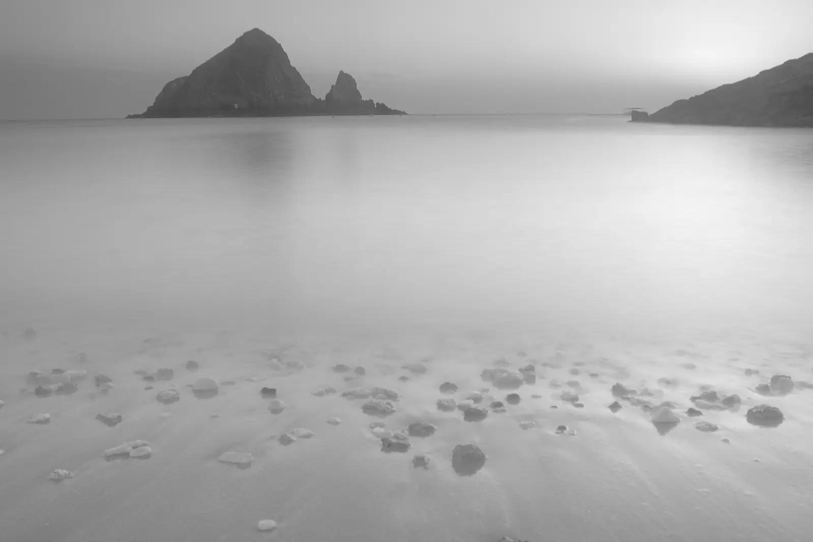 Snoopy Island rising from still water off the Fujairah coast